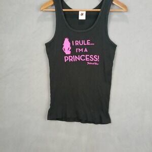 Medieval Times I Rule I Am The Princess Tank Top Women Large Black Graphic Print
